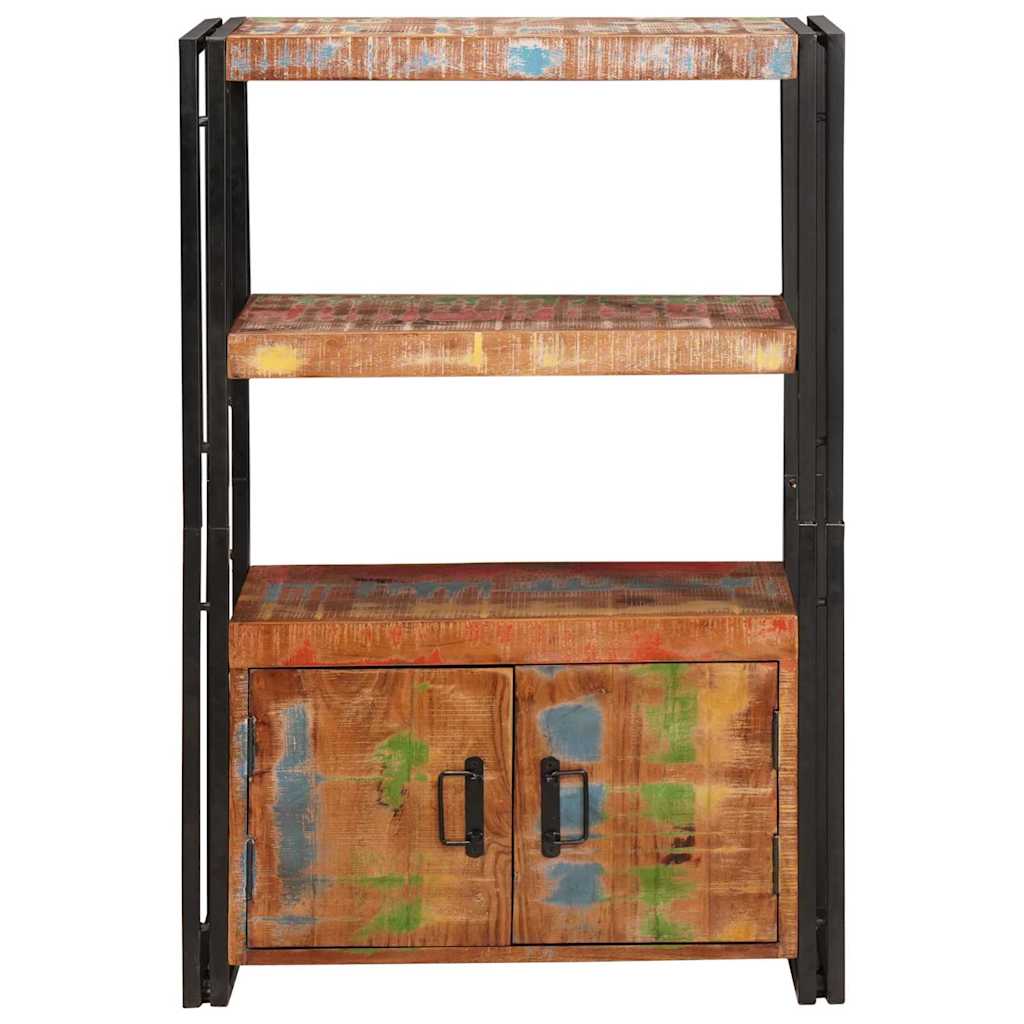 vidaXL Bookshelf with Doors Brown Solid Reclaimed Wood and Metal - 72 x 33 x 110 cm