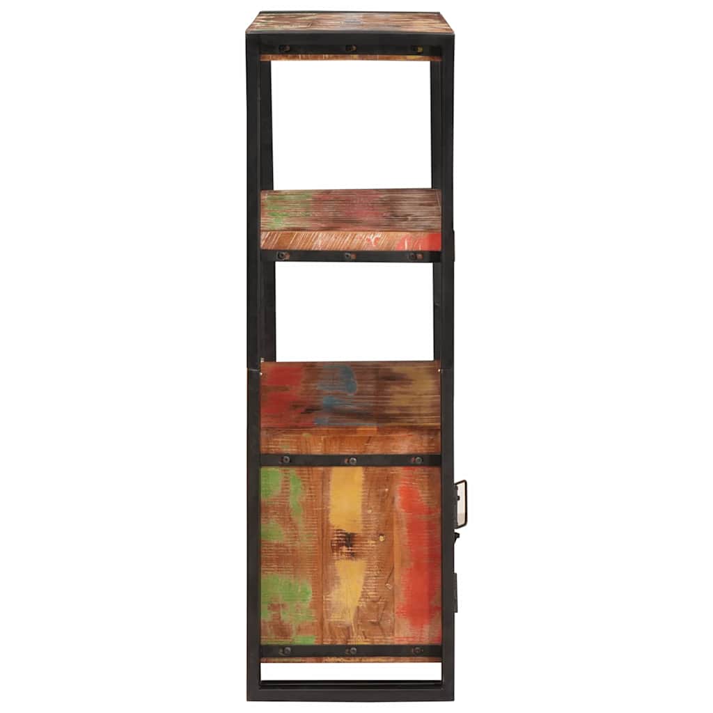 vidaXL Bookshelf with Doors Brown Solid Reclaimed Wood and Metal - 72 x 33 x 110 cm