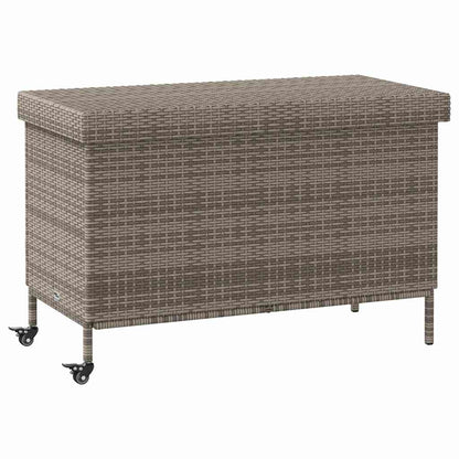 vidaXL Garden Storage Box with Wheels Grey 110x55x73 cm Poly Rattan