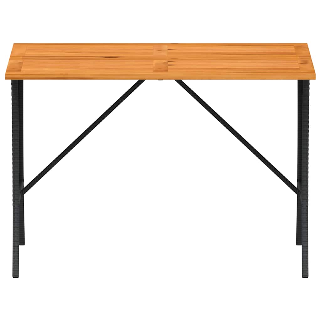 vidaXL Garden Table with Acacia Wood Top Black 105x75x72 cm Poly Rattan