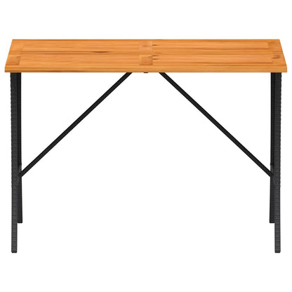 vidaXL Garden Table with Acacia Wood Top Black 105x75x72 cm Poly Rattan