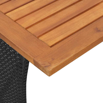 vidaXL Garden Table with Acacia Wood Top Black 105x75x72 cm Poly Rattan