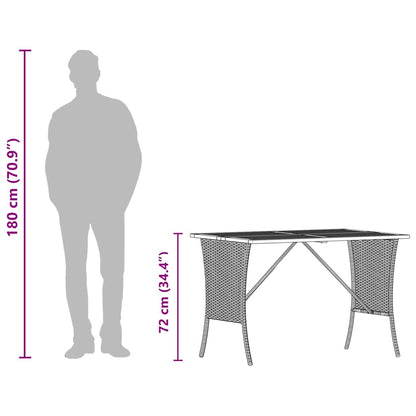 vidaXL Garden Table with Acacia Wood Top Black 105x75x72 cm Poly Rattan