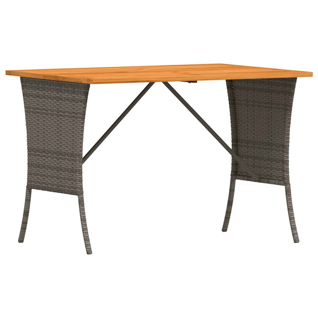 vidaXL Garden Table with Acacia Wood Top Grey 105x75x72 cm Poly Rattan