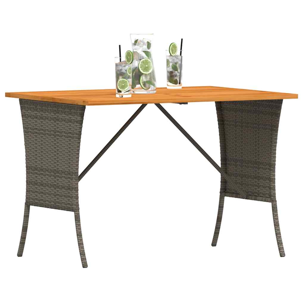 vidaXL Garden Table with Acacia Wood Top Grey 105x75x72 cm Poly Rattan