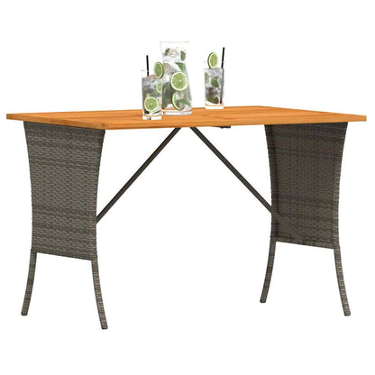 vidaXL Garden Table with Acacia Wood Top Grey 105x75x72 cm Poly Rattan