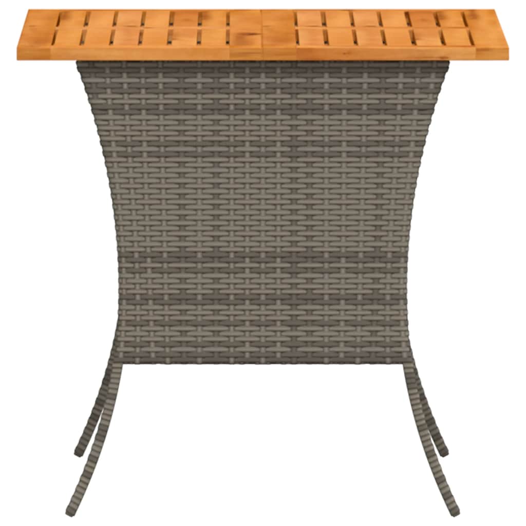 vidaXL Garden Table with Acacia Wood Top Grey 105x75x72 cm Poly Rattan