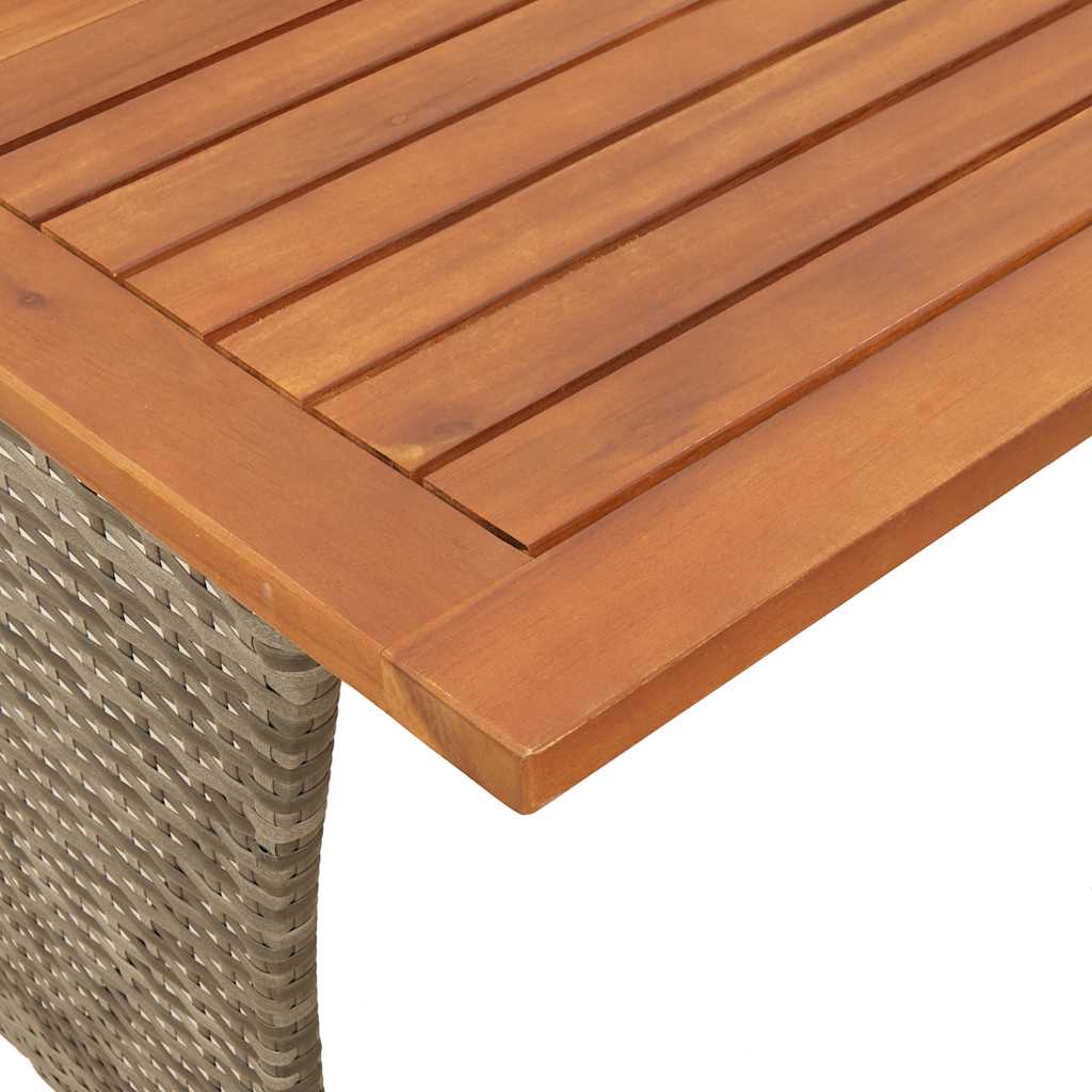 vidaXL Garden Table with Acacia Wood Top Grey 105x75x72 cm Poly Rattan