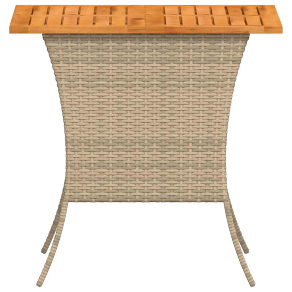 vidaXL Garden Table with Acacia Wood Top Beige 105x75x72 cm Poly Rattan
