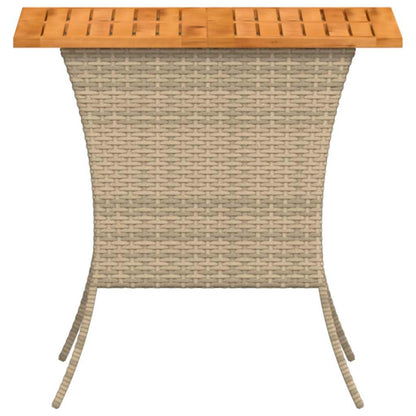 vidaXL Garden Table with Acacia Wood Top Beige 105x75x72 cm Poly Rattan