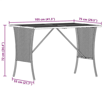 vidaXL Garden Table with Acacia Wood Top Beige 105x75x72 cm Poly Rattan