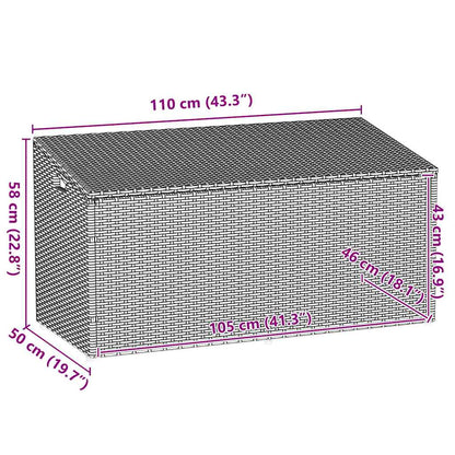 vidaXL Garden Storage Box Brown 110x50x58 cm Poly Rattan