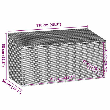vidaXL Garden Storage Box Light Grey 110x50x58 cm Poly Rattan
