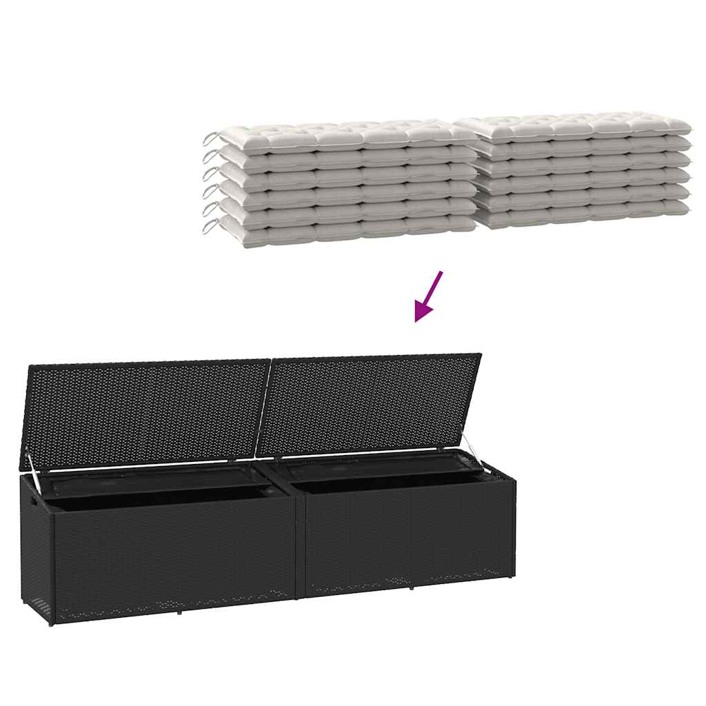 vidaXL Garden Storage Box Black 220x50x58 cm Poly Rattan