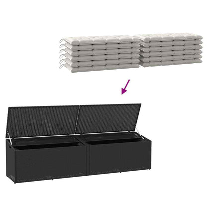 vidaXL Garden Storage Box Black 220x50x58 cm Poly Rattan