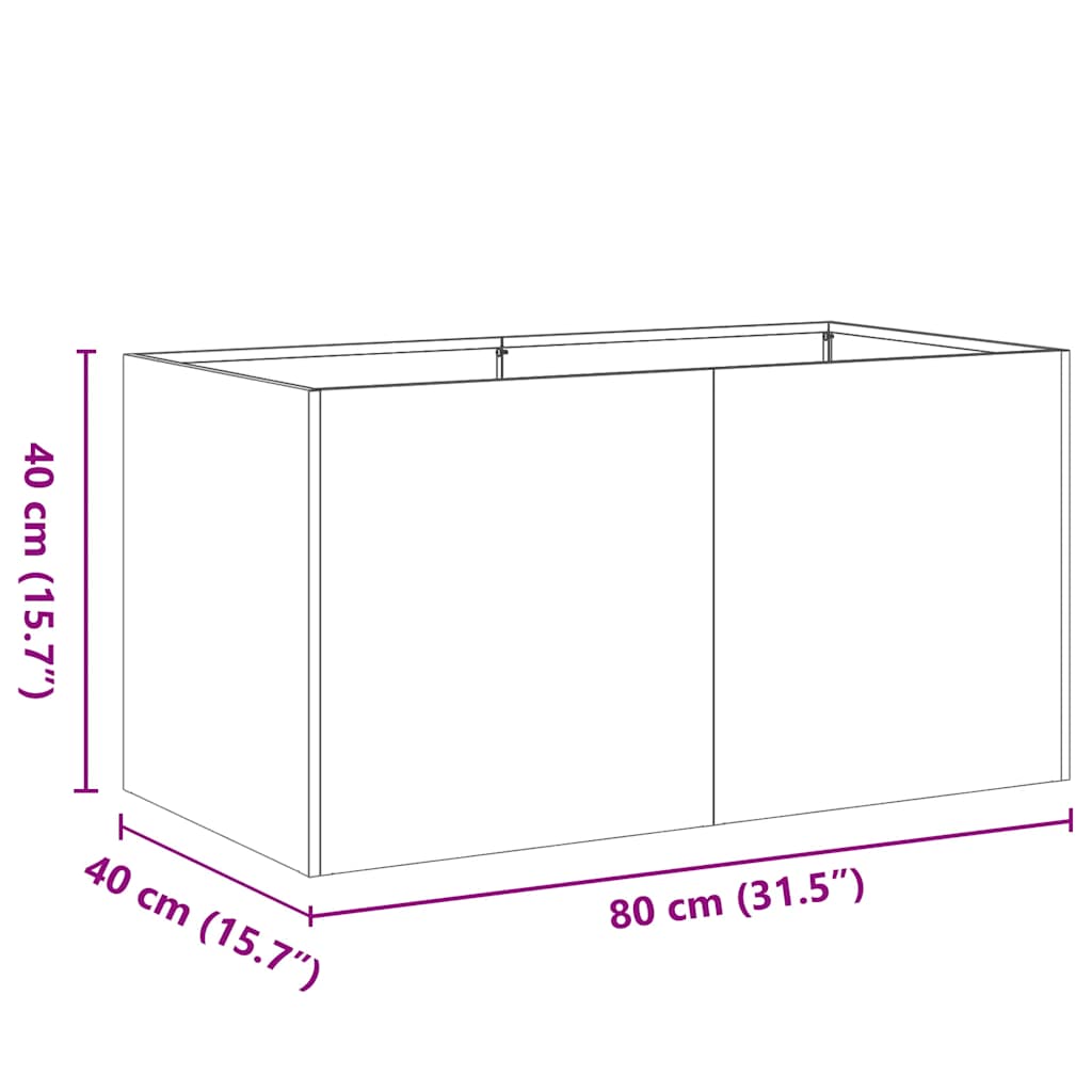 vidaXL Planter Rusty 80x40x40 cm Weathering Steel - Brown