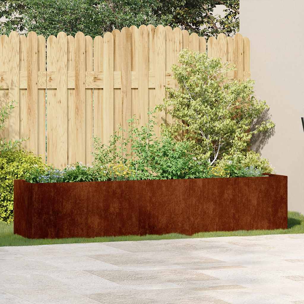 vidaXL Planter Rusty 200x40x40 cm Weathering Steel - Brown