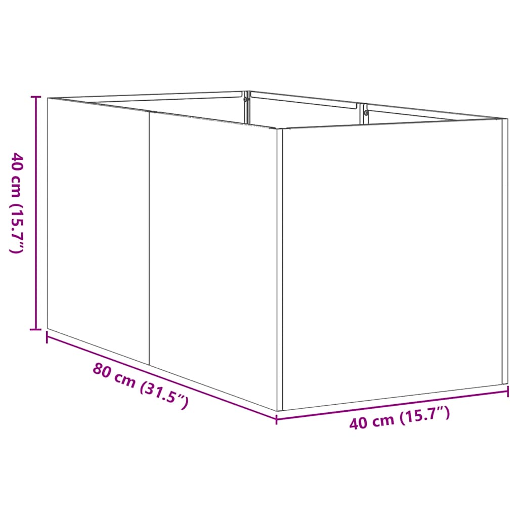 vidaXL Planter Rusty 40x80x40 cm Weathering Steel - Brown