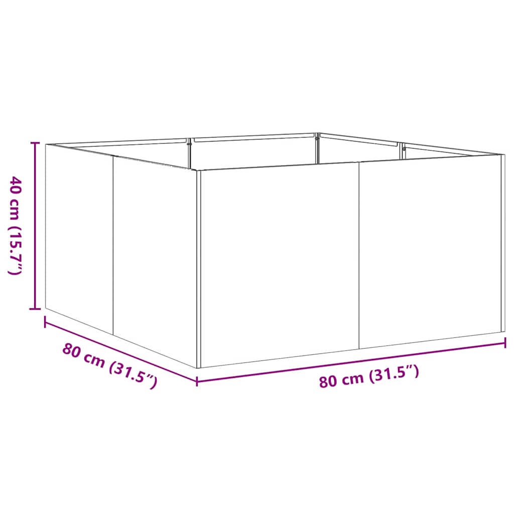 vidaXL Planter Rusty 80x80x40 cm Weathering Steel - Brown