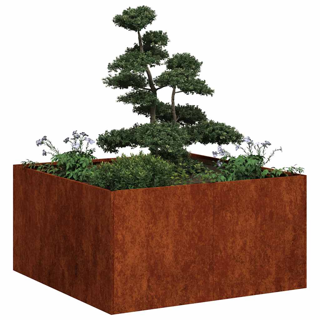 vidaXL Planter Rusty 80x80x40 cm Weathering Steel - Brown