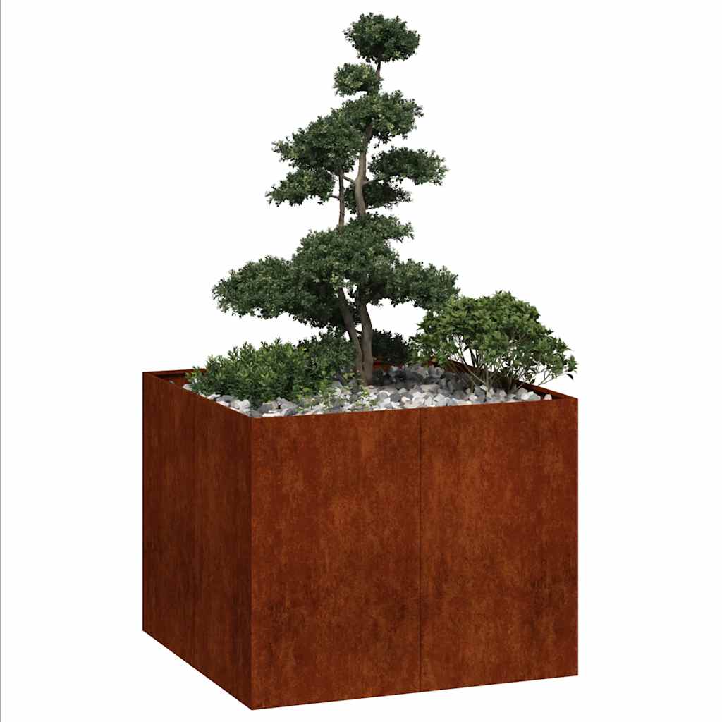 vidaXL Planter Rusty 100x100x80 cm Weathering Steel - Brown