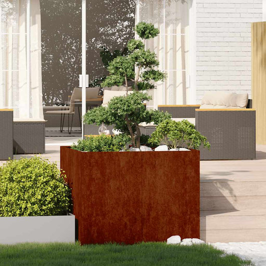 vidaXL Planter Rusty 100x100x80 cm Weathering Steel - Brown