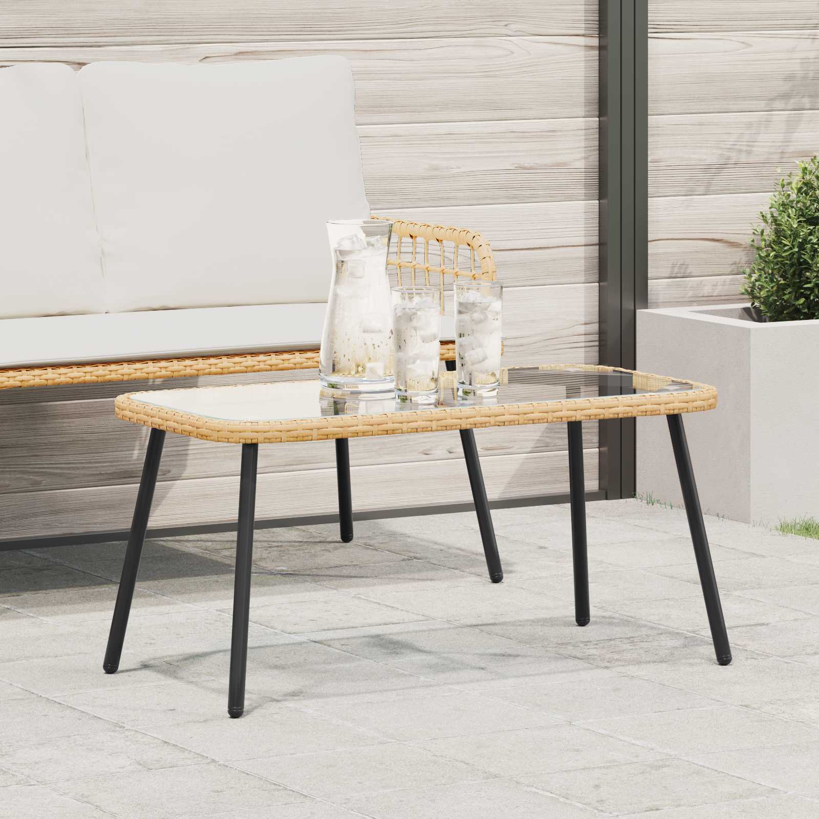 vidaXL Coffee Table Brown and Black 90 x 45 x 43 cm Poly Rattan