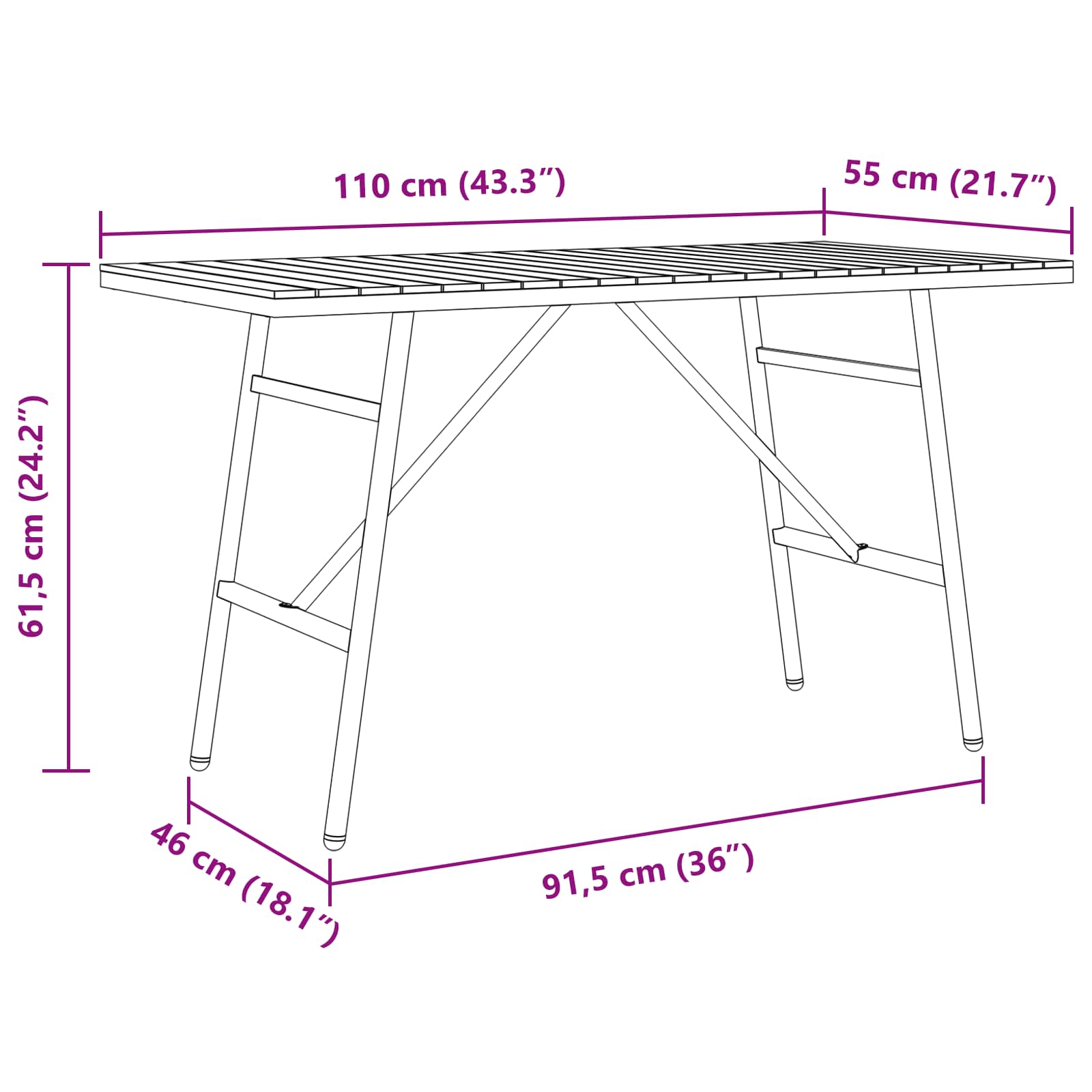 vidaXL Dining Table Brown 110 x 55 x 61.5 cm Solid Acacia Wood