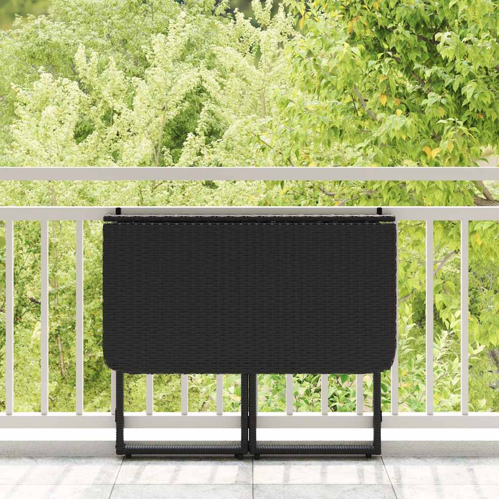 vidaXL Folding Garden Table Black 90x51x75 cm Poly Rattan