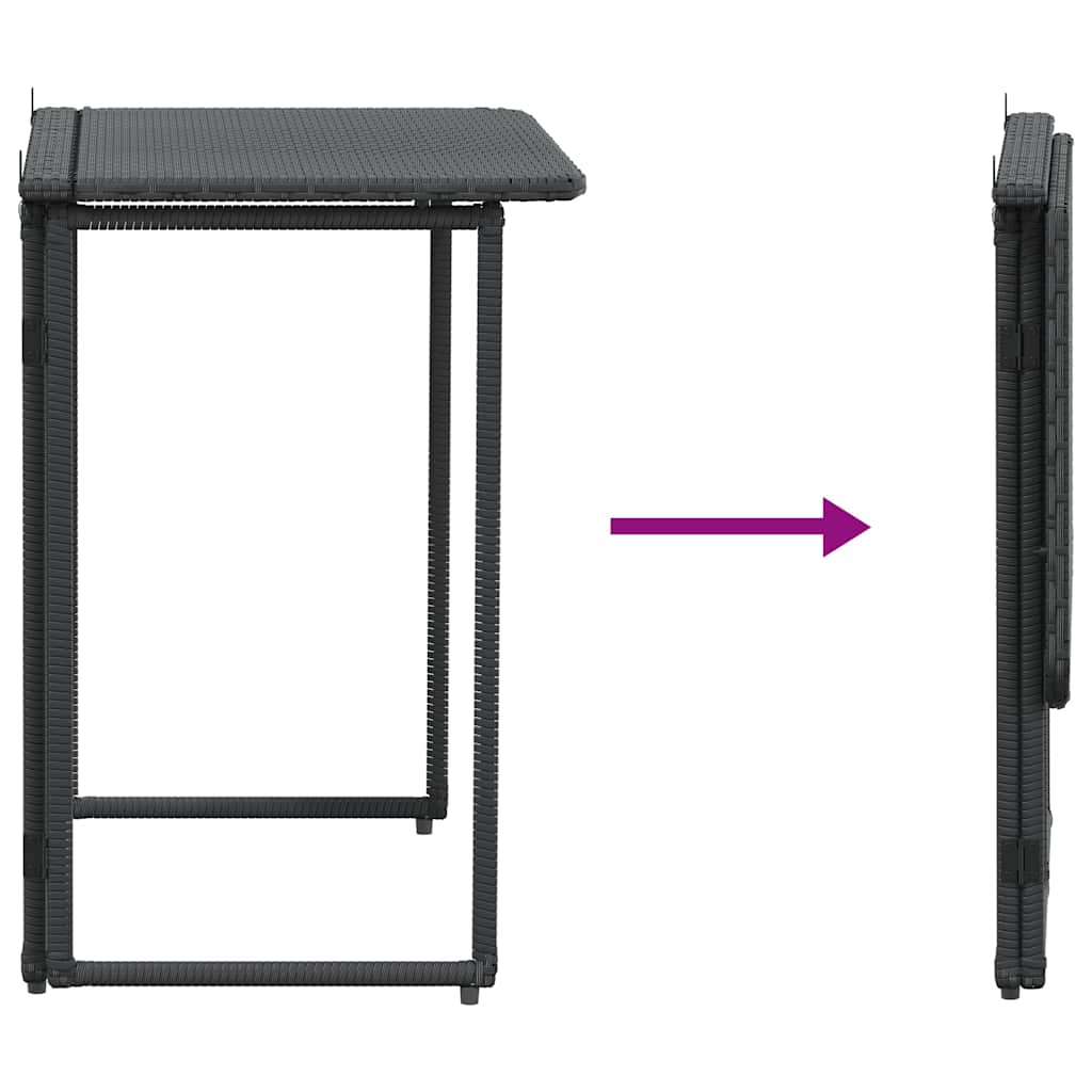 vidaXL Folding Garden Table Black 90x51x75 cm Poly Rattan