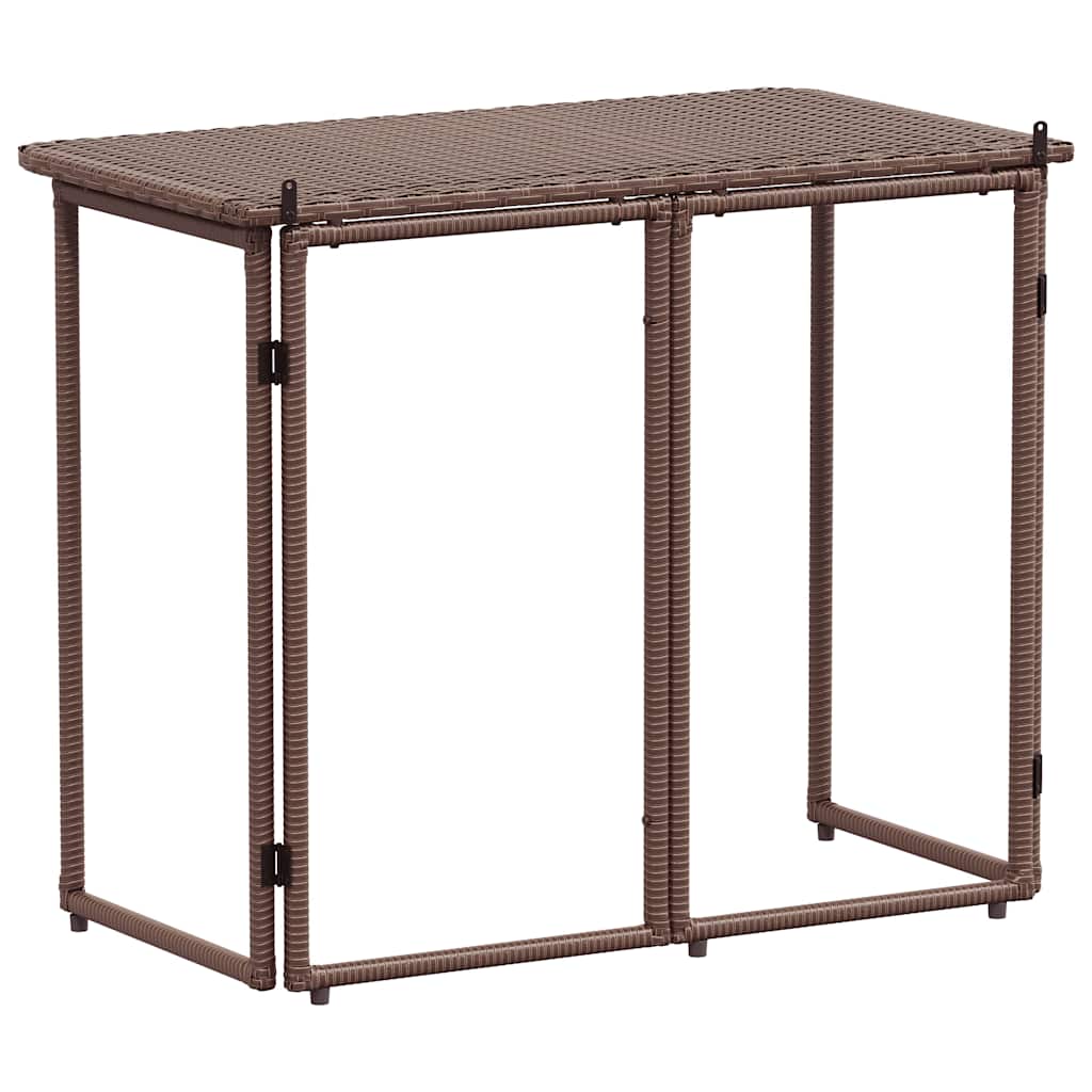 vidaXL Folding Garden Table Brown 90x51x75 cm Poly Rattan