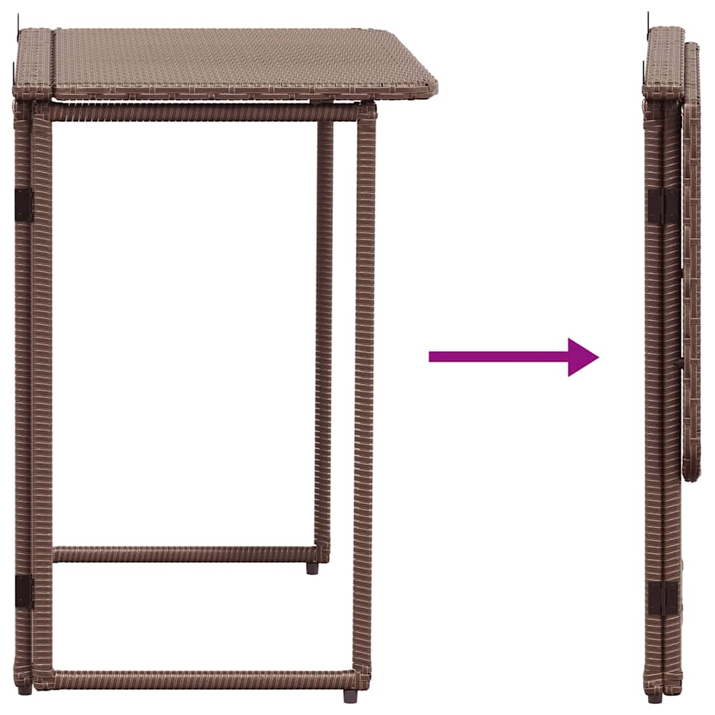 vidaXL Folding Garden Table Brown 90x51x75 cm Poly Rattan