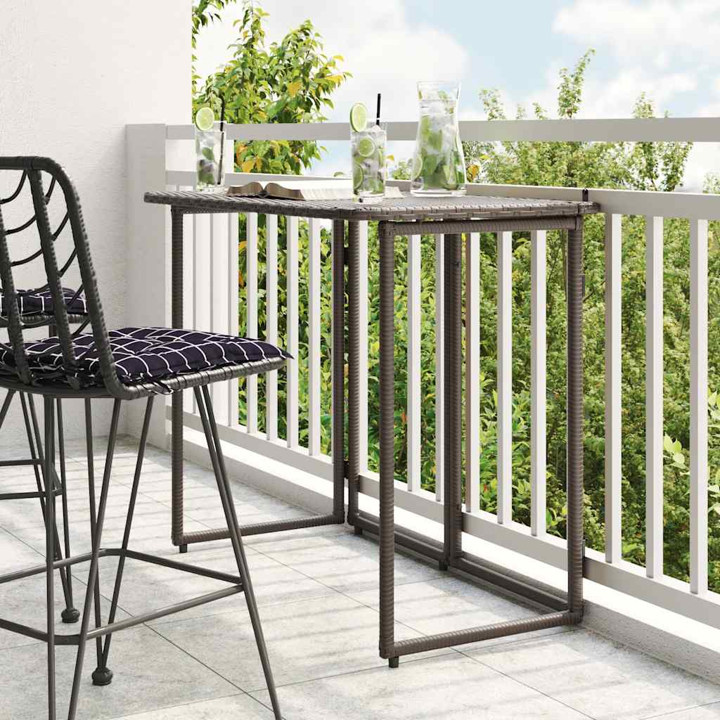 vidaXL Folding Garden Table Brown 90x51x75 cm Poly Rattan