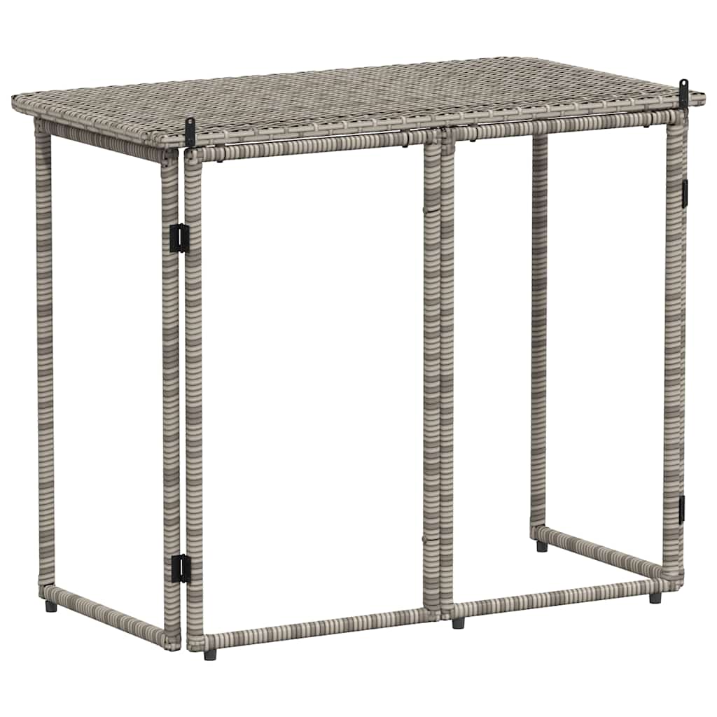 vidaXL Folding Garden Table Grey 90x51x75 cm Poly Rattan