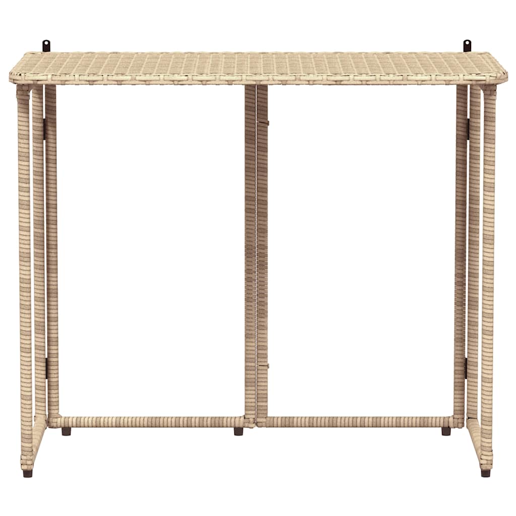 vidaXL Folding Garden Table Beige 90x51x75 cm Poly Rattan
