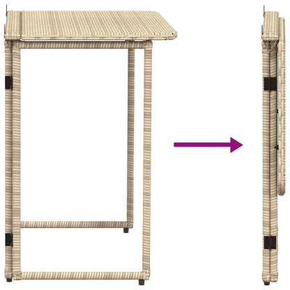 vidaXL Folding Garden Table Beige 90x51x75 cm Poly Rattan
