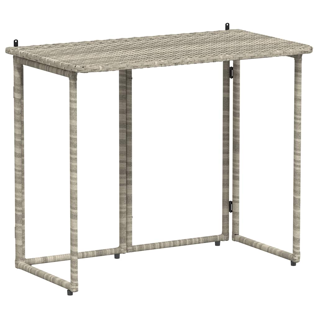 vidaXL Folding Garden Table Light Grey 90x51x75 cm Poly Rattan