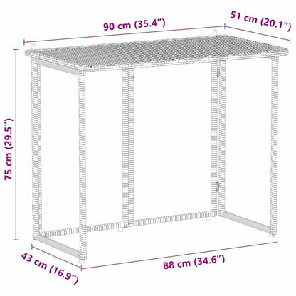 vidaXL Folding Garden Table Light Grey 90x51x75 cm Poly Rattan