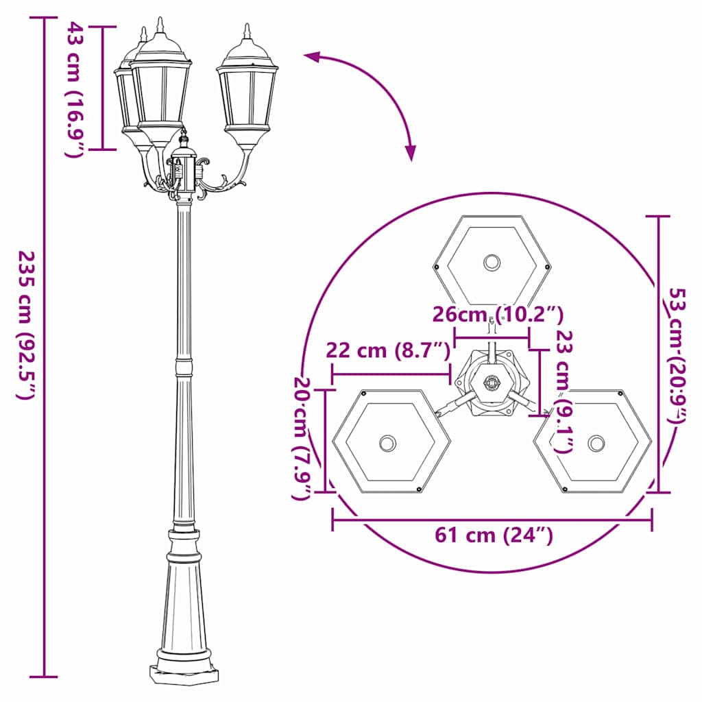 vidaXL Garden Light 61 x 53 x 235 cm Aluminium and Glass - White