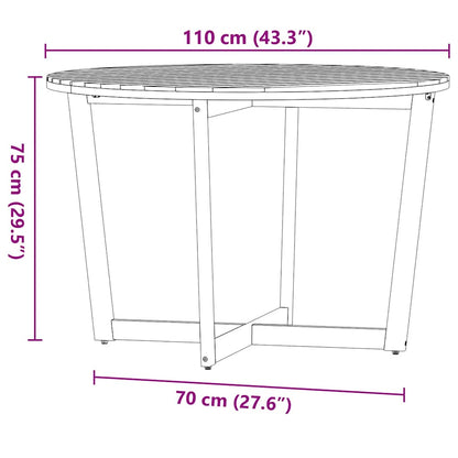 vidaXL Garden Dining Table Round Ø110x75 cm Solid Wood Acacia - Brown