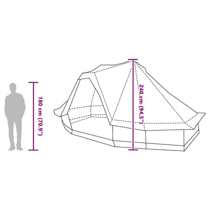 vidaXL Tipi Tent 6-Person Green Taffeta - 466 x 310 x 240 cm