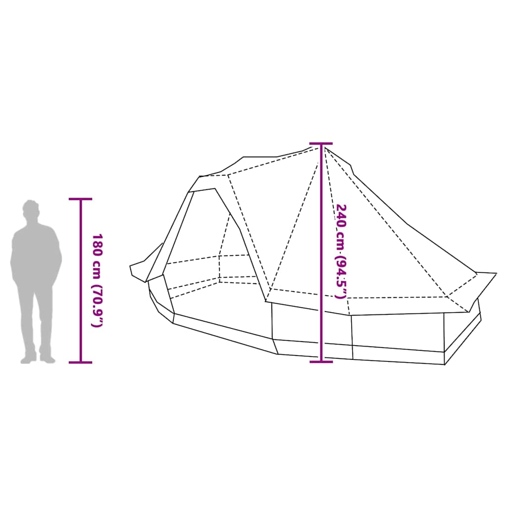 vidaXL Tipi Tent 6-Person Blue Taffeta - 466 x 310 x 240 cm