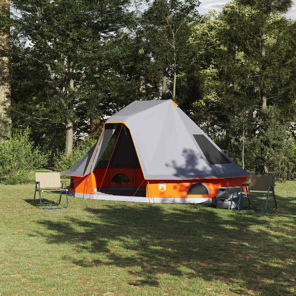 vidaXL Tipi Tent 6-Person Grey and Orange Taffeta - 466 x 310 x 240 cm