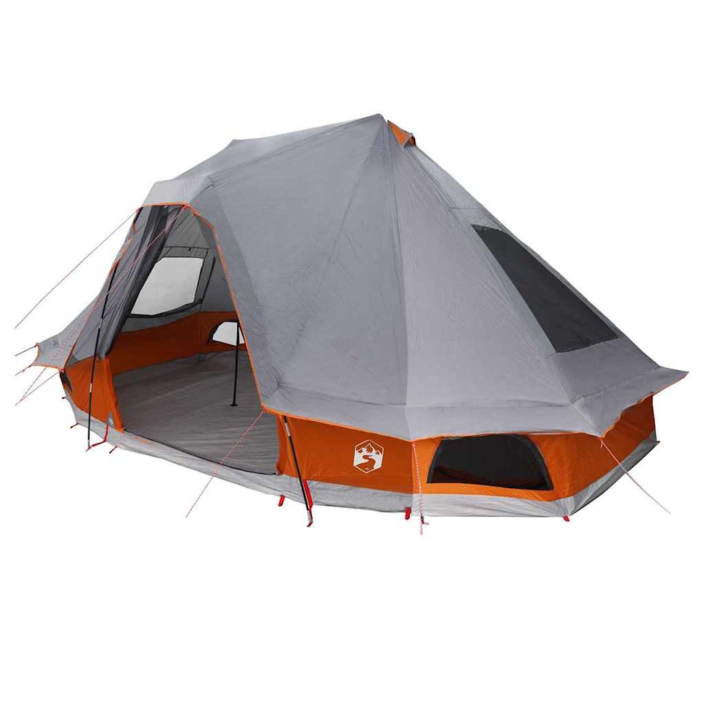 vidaXL Tipi Tent 6-Person Grey and Orange Taffeta - 466 x 310 x 240 cm
