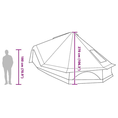 vidaXL Tipi Tent 10-Person Green Taffeta - 680 x 430 x 270 cm