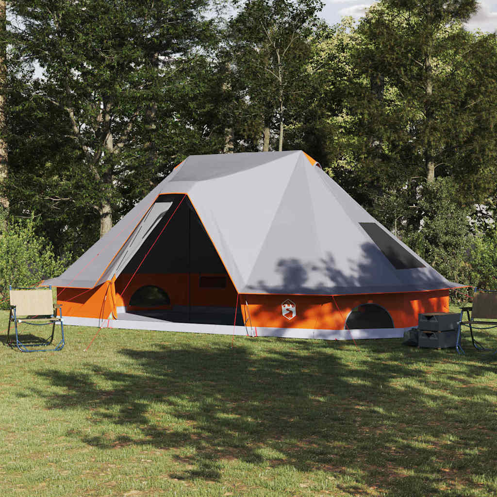 vidaXL Tipi Tent 10-Person Grey and Orange Taffeta - 680 x 430 x 270 cm