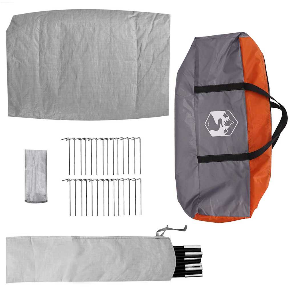 vidaXL Tipi Tent with Roof Grey and Orange 404 x 370 x 270 cm Taffeta