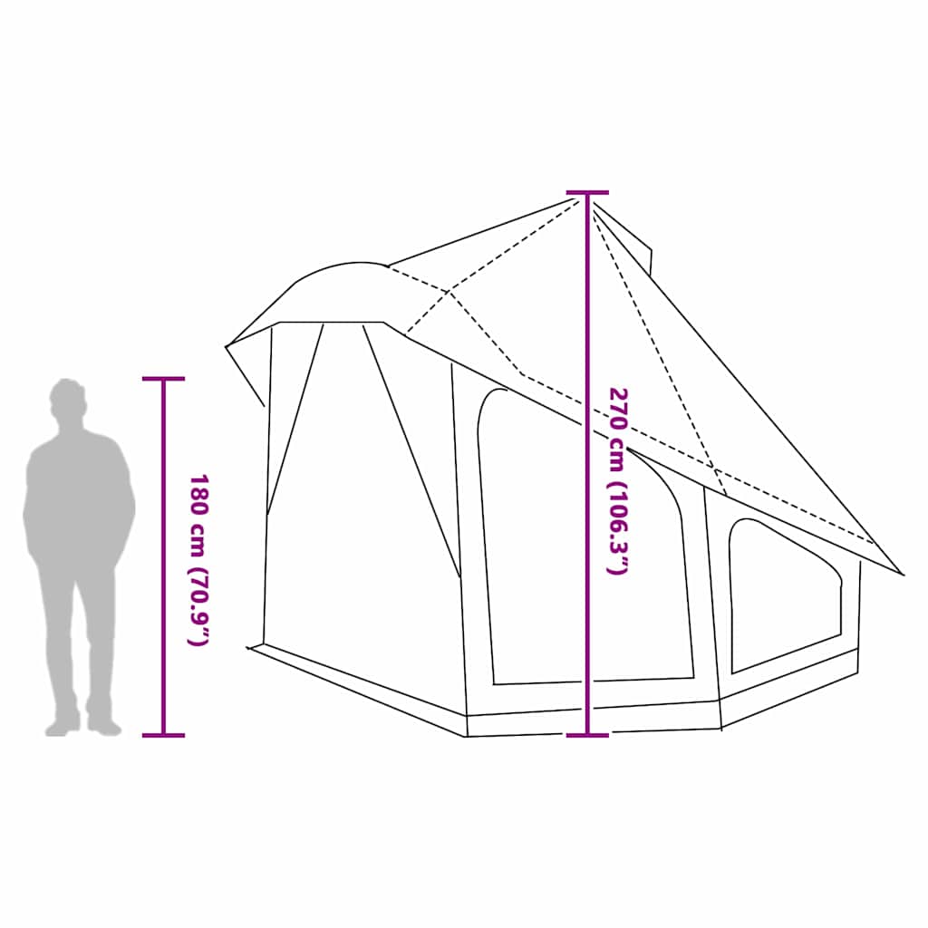 vidaXL Tipi Tent with Roof Grey and Orange 404 x 370 x 270 cm Taffeta