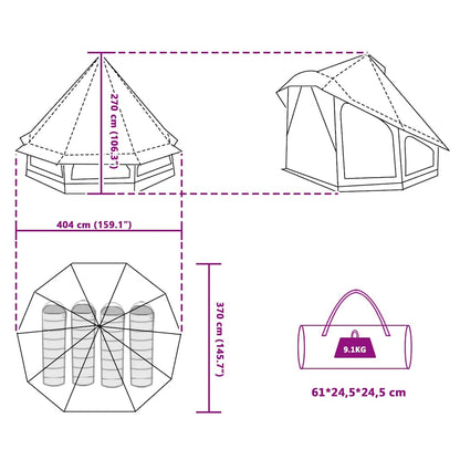 vidaXL Tipi Tent with Roof Grey and Orange 404 x 370 x 270 cm Taffeta