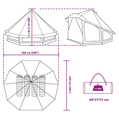 vidaXL Tipi Tent with Roof Blue 508 x 470 x 300 cm Taffeta
